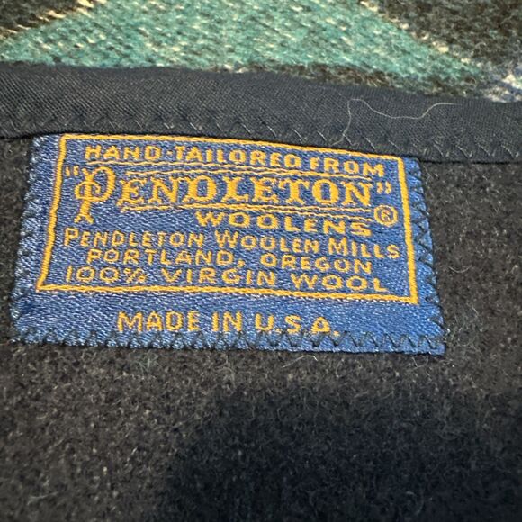 EUC Vintage Pendleton Unisex  Western Aztec Wool Long COAT Jacket RARE Teal Blue - Picture 3 of 11